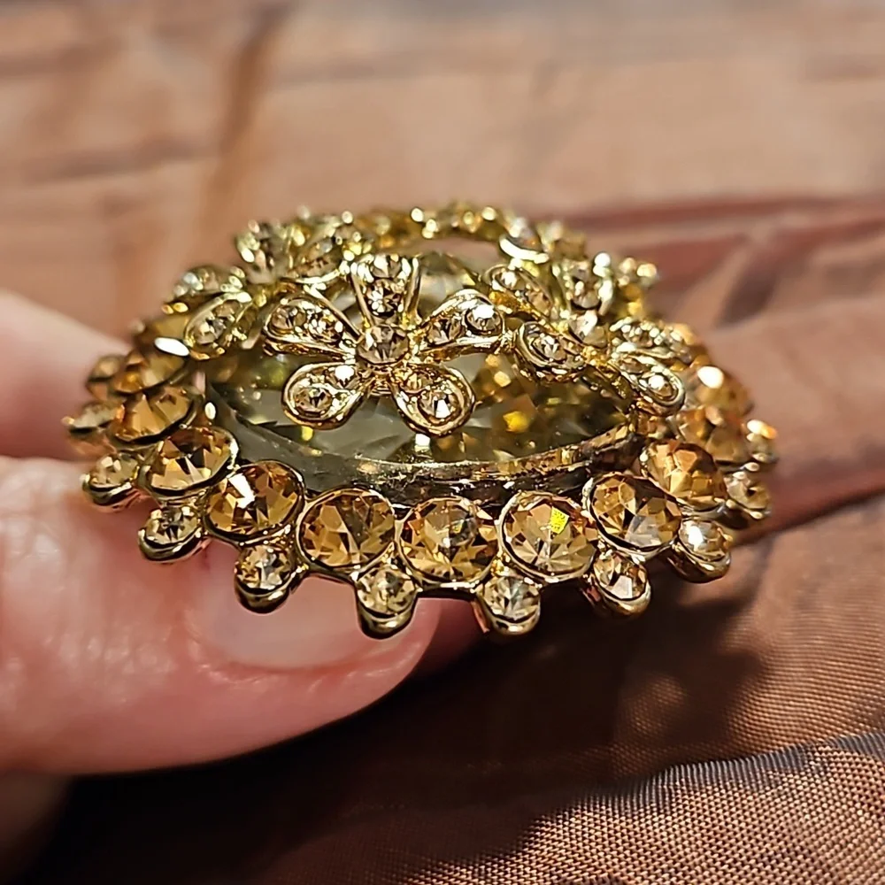 Stunning Crystal Floral Chunky Brooch Pin